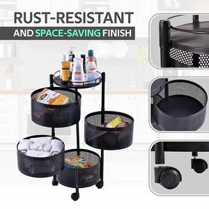 Multipurpose 4 Layer Kitchen Trolley Carbon Steel Kitchen Storage Rack Portable Detachable metal Baskets Weather Resistant - Product Image 4