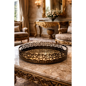 Plateau de service en laiton finition dorée pour mariage, dîner, table, café, nourriture, petit-déjeuner – Fournisseur grossiste - Product Image 6