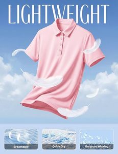 Women's <b>Pink</b> Short Sleeve Polo Shirt Solid Color Cotton Oxford Casual Wear - Product Image 6