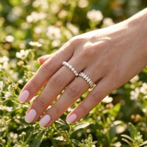 Bague demi-éternité en or massif 10K 14K 18K avec diamants de laboratoire multiformes (Marquise, Ovale, Princesse), couleur DEF, clarté VS VVS, certifiée IGI - Product Image 6