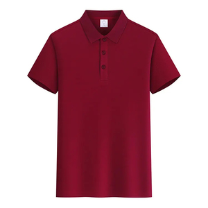 Polo Rojo de Manga Corta para Hombre, Color Sólido, Tejido Oxford, Cierre de Botones, Corte Regular, Estilo Casual - Product Image 4