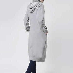 Vestido de Sudadera con Capucha Extra Grande para Mujer, Gris Sólido, Manga Larga, Tejido, Ecológico, Impermeable, Ropa Casual de Invierno - Product Image 2