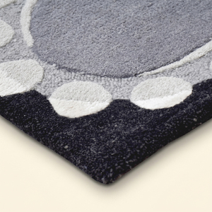 Tapis rectangulaire géométrique noir et gris en laine fait main, antidérapant, écologique, à poils épais, avec motif halo médaillon, pour salon - Product Image 5