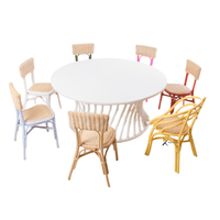 KV NATURAL HOME - Juego de Mesa y Silla Escolar de Ratán Moderno, Seguro y Duradero para Jardín de Infancia - Muebles de Aprendizaje Ecológicos