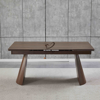 Table de salle à manger élégante extensible en MDF couleur bois rustique pour 8 personnes
