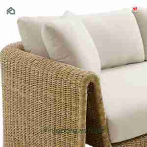 โซฟาหวายกลางแจ้งทันสมัย 3 ที่นั่ง พร้อมเบาะกันน้ำ เหมาะสำหรับสวน ลานบ้าน วิลล่า รีสอร์ท - Product Image 3