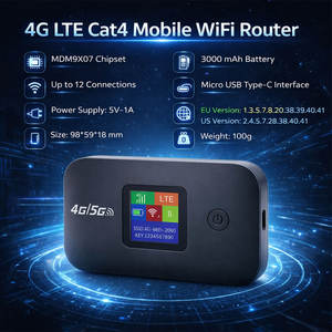 Routeur Wifi extérieur DNXT pour voiture, Wifi sans fil 4g, carte Sim Wifi portable, 3000mAh, type-C, 300Mbps, écran LCD pour utilisation en extérieur - Product Image 2