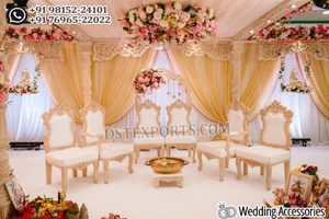 Conjunto de Sillas Mandap para Bodas Budistas, Sillas Mandap Talladas en Madera para Bodas Gujarati, Sillas Mandap de Lujo con Asientos Bajos - Product Image 5