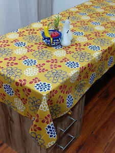 Nappe en coton 100% faite à la main avec motifs floraux imprimés au bloc - Lavable, absorbante et personnalisable - Product Image 4