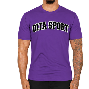 Camiseta Morada Ajustada para Hombre, Manga Corta, Cuello Redondo, Estampado Personalizado, Corte Slim, Informal, de Algodón, Venta al Por Mayor, Ropa Urbana Deportiva - Product Image 1