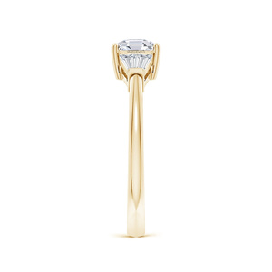 Anillo de Cinco Piedras con Diamante Cultivado en Laboratorio con Corte Asscher, Diamantes Laterales en Forma de Baguette, Certificado IGI, Oro de 10K, 14K, 18K, Plata 925, 935 - Product Image 4