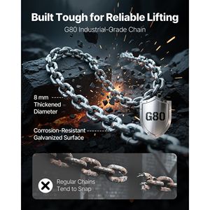 Polipasto de cadena de palanca Manual de servicio pesado 1-1/2T/3300LBS Capacidad 10FT Elevación G80 Cadena de acero de aleación Freno mecánico de doble trinquete 360 ° - Product Image 4