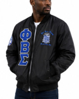 Veste de fraternité Phi Beta Sigma pour homme, veste bomber noire zippée, décontractée, avec lettres grecques brodées