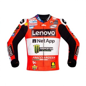 เสื้อแจ็คเก็ตมอเตอร์ไซค์ Francesco Bagnaia MotoCP Rucati รุ่นพรีเมียม ทำจากหนังวัวแท้และหนังจิงโจ้ สำหรับการแข่งรถความเร็วสูง พร้อมมาตรฐานป้องกัน CE - Product Image 1