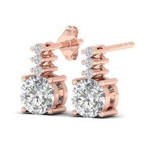 ต่างหูเพชรทรงกลม REYES Luxury ทองคำแท้ 14K น้ำหนัก 0.74 กะรัต เพชร CVD ผลิตในห้องปฏิบัติการ แบบเกลียวหลัง สำหรับผู้หญิง เครื่องประดับอัญมณีชั้นดี - Product Image 3