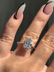 Moissanite Engagement <b>Ring</b> 925 Sterling <b>Silver</b> Oval Cut <b>Solitaire</b> <b>Ring</b> D Color VVS1 Wedding <b>Ring</b> Women Fine Jewelry - Product Image 5