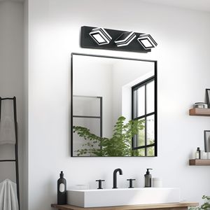 Applique murale LED moderne 3 lumières noir mat pour salle de bain avec abat-jour en acrylique, éclairage haut et bas - Product Image 3