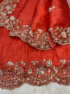 New Embroidered Designer Saree With Floral Motifs And Sequin Work For <b>Wedding</b> Occasions - Product Image 3