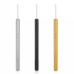 Stainless Steel Hair Extension Latch Hook Loop Threader Pulling Needle Tool Silver Black Gold Micro Ring Salon Equipment - Product Image 1