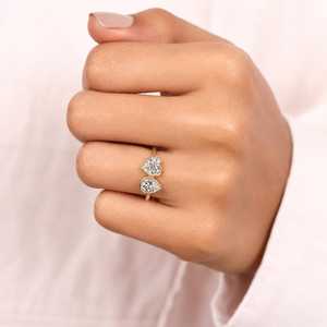 Anillo Toi Et Moi con Diamante de 1.00CT en Forma de Corazón y Diamante de 0.60CT en Forma de Pera para Mujer, Cultivado en Laboratorio, Oro Sólido de 14K, Regalo de Boda o Propuesta para Enamorados - Product Image 5