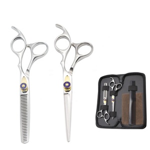 Kit de ciseaux de coiffure professionnels pour droitiers, coupe droite, 6,0 pouces, noir-or, haute performance, tranchants, confortables, longs - Product Image 1