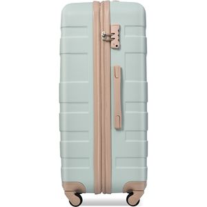 Set di borse da viaggio per valigia in ABS espandibile da 4 pezzi con ruote Spinner di 360 gradi in un bagaglio elegante verde grigio per un facile trasporto - Product Image 4