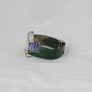 Montre de luxe de haute qualité avec verre en quartz moissanite carré, boîtier en acier inoxydable, chiffres arc-en-ciel, bracelet en cuir - Product Image 4