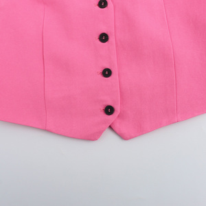 Chalecos y Chaquetas de Mujer con Cuello de Solapa, Botones Blancos en la Espalda, Cordones y Tejido, Estilo Casual y a la Moda - Product Image 6