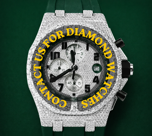 Montre élégante en moissanite à prix de gros pour homme et femme, montre-bracelet de luxe tendance avec bracelet en caoutchouc étincelant - Product Image 2