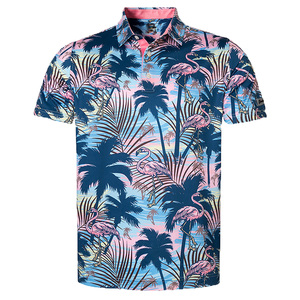 Custom Sport Shirts Digital Printing Moisture Wicking Short Sleeves Polyester Spandex Knitted Golf Polo Shirt - Product Image 1
