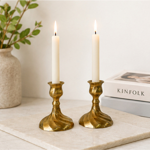 Handmade Vintage <b>Brass</b> Swirl Candle <b>Holder</b> Set for Taper Candles Luxury Antique Gold Metal <b>Candlestick</b> Stand for Wedding - Product Image 4