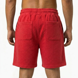 Custom Logo <b>Men</b>’s Heavyweight Fleece Sweat <b>Shorts</b> Red Cotton Drawstring Streetwear <b>Shorts</b> Wholesale - Product Image 4