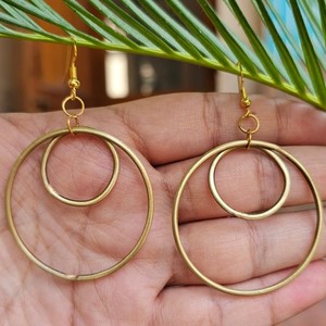 Boucles d'oreilles géométriques en cuivre martelé à la main, demi-lune, bijoux artisanaux, style bohème, vente en gros - Product Image 6