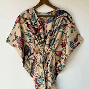 Vestido Kaftan Casual de Verano sin Mangas con Estampado Floral Tropical Digital, de Algodón, para Mujer, Islas del Pacífico Asiático - Product Image 1