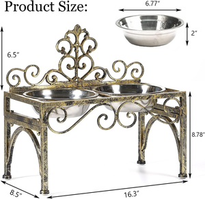 Luxury Metal 2 <b>Bowl</b> Pet Food Stand Elevated <b>Dog</b> Cat Feeder Double <b>Bowl</b> <b>Raised</b> Pet Feeding Station for Home - Product Image 4