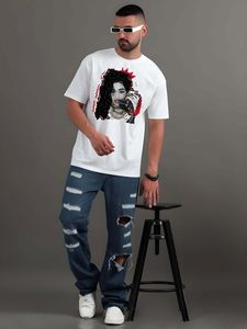 T-shirt pour homme surdimensionné avec impression personnalisée, style streetwear, col rond, manches courtes, jersey en coton respirant, t-shirt graphique - Product Image 6