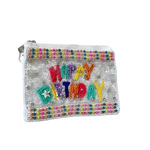 Pochette à monnaie perlée de rocaille joyeux anniversaire beau portefeuille de porte-monnaie perlé personnalisé pour les femmes pochette à monnaie à la mode avec - Product Image 1