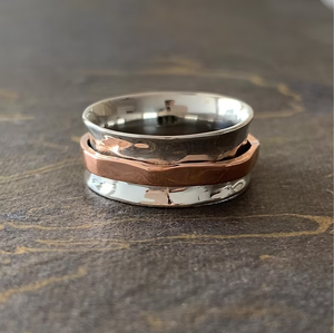 Unisex <b>Spinner</b> Band Bohemian <b>Ring</b> 925 Sterling <b>Silver</b> Fidget Handmade Engagement Gift Wedding Anniversary Party Jewelry - Product Image 2