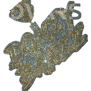 Venta al por mayor VVS Diamond Custom Name Pendant 925 Silver Gold Plated Estilo clásico Corte brillante Iced Bling Personalizado Unisex - Product Image 1