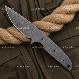 Cuchillo de Caza y Camping UA Supplies, Hoja de Acero de Damasco Forjada a Mano, Profesional e Industrial, Completamente Pulida, Punta Caída, Carbono - Product Image 4