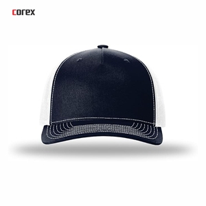 Custom <b>Navy</b> Blue Mesh Trucker <b>Hat</b> 5-Panel Adjustable Unisex Casual Spring Summer Breathable Waterproof 100% Polyester Embroidery - Product Image 2