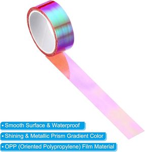 High Shine Rose Red Metallic Holographic Tape <b>Roll</b> Self Adhesive Mirror Foil Masking <b>Sticker</b> for Crafts Gift Wrapping Decoration - Product Image 3