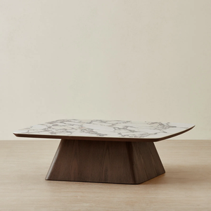 Marble Top Coffee Table – Premium <b>Wooden</b> Center Table for Home & Office Customizable Design Custom Shape Living Room - Product Image 3