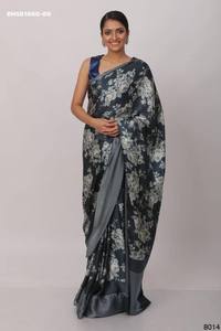 Magnifique sari en soie satinée japonaise avec impression numérique riche - Collection de blouses en soie diamantée - Exportateur de mode féminine - Fournisseur indien - Product Image 3