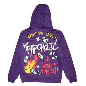 Conjunto Deportivo con Capucha Hoodrich Morado, Estampado, Estilo Urbano para Adultos, Ropa de Otoño - Product Image 2