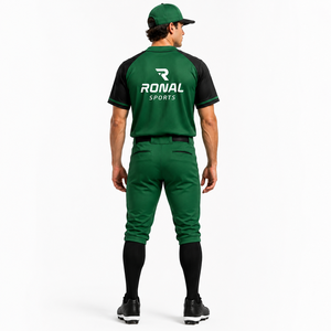 Uniforme de Béisbol Unisex RONAL SPORTS Verde y Negro de Manga Corta, Transpirable, con Cierre de Hebilla, Corte Holgado, para Todas las Temporadas - Product Image 3