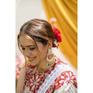 Conjunto de Traje de Algodón y Chifón Transpirable con Estampado Floral Rojo Primavera para Mujer - Talla XS - Product Image 6