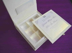 Luxury Multicolor Floral Jacquard <b>Wedding</b> Invitation <b>Box</b> Hinged Lid Silver Foil <b>Card</b> RSVP Pocket Compartment Tray MDF Board 7x7 - Product Image 3