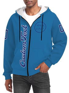 Men's Custom Zip-Up Hoodie Personalized Customize Your Name & Number Logo Fashionable Piece Interesting Design Suitable Sports - Product Image 3