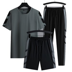 Custom Mens Tracksuit Set T Shirt Shorts Pants Gym Running Training <b>Suit</b> Breathable Sportswear Quick Dry Athletic Wear With Logo - Product Image 1